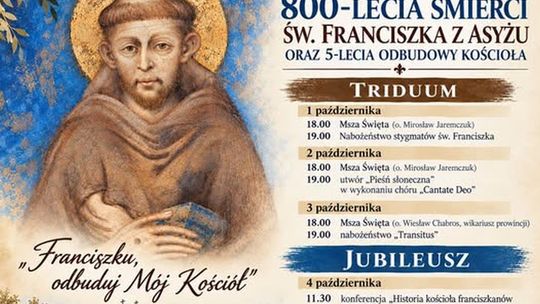 Zaproszenie na uroczystości jubileuszowe w kościele OO. Franciszkanów