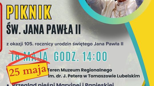Zmiana terminu Rodzinnego Pikniku św. Jana Pawła II