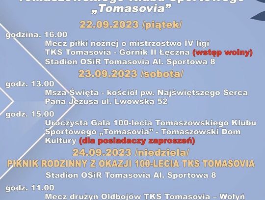100-lecie Tomaszowskiego Klubu Sportowego Tomasovia