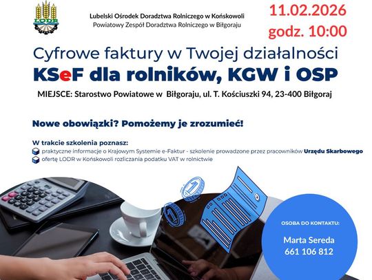 Biłgoraj. Bezpłatne szkolenie dla rolników, członkiń KGW i druhów OSP