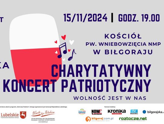 Biłgoraj. Charytatywny Koncert Patriotyczny „Wolność jest w nas”