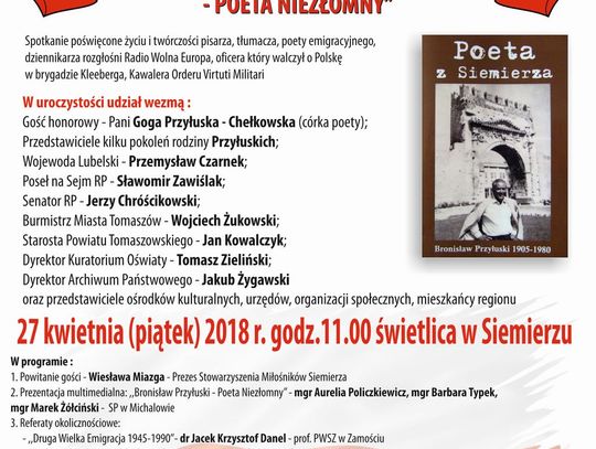 BRONISŁAW JAN PRZYŁUSKI - POETA NIEZŁOMNY 27.04.2018