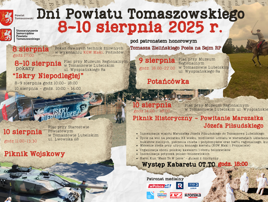 Dni Powiatu Tomaszowskiego 2025 – trzy dni historii, tradycji i dobrej zabawy