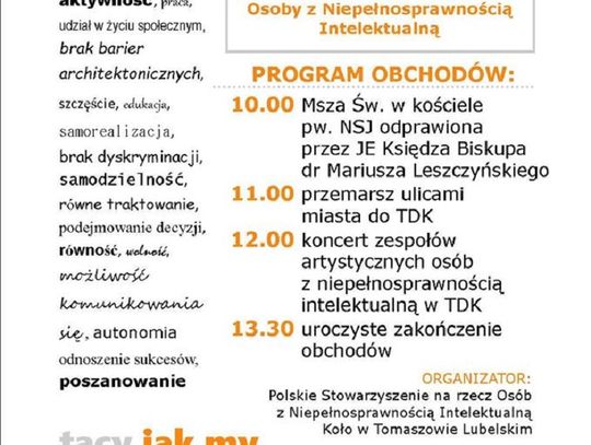 Dzień Godności Osób z Niepełnosprawnością Intelektualną