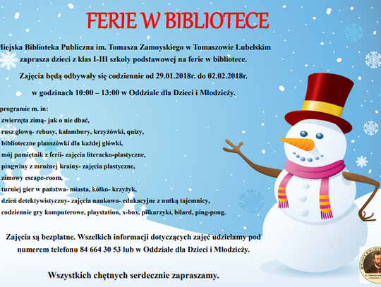 Ferie w tomaszowskiej bibliotece