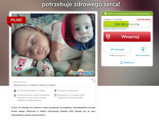 Janek Nepelski potrzebuje zdrowego serca