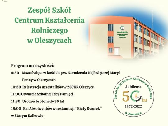 Jubileusz 50-lecia Zespołu Szkół Centrum Kształcenia Rolniczego w Oleszycach