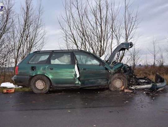 Kierujący Audi jechał zbyt szybko. Stracił panowanie nad autem i uderzył w drzewo