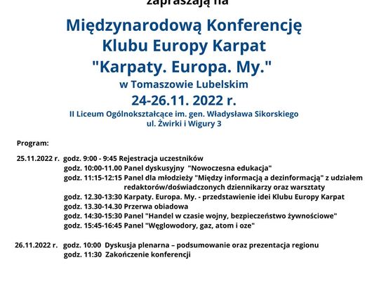 Konferencja Klubu Europy Karpat (24-26.11)