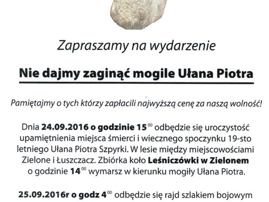 Nie dajmy zginąć mogile ułana Piotra