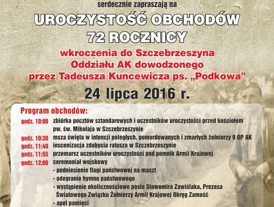 Obchody 72. rocznicy wkroczenia do Szczebrzeszyna oddziału „Podkowy”