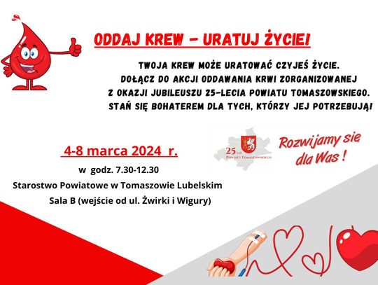 "Oddaj krew, uratuj życie" w tomaszowskim starostwie