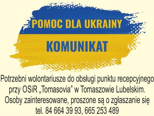 Potrzeba wolontariuszy w Tomaszowie Lubelskim 