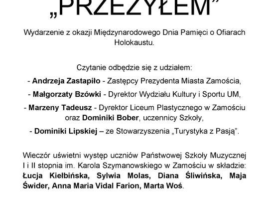 Przeżyłem - spotkanie w Synagodze