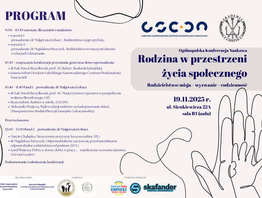 "Rodzina w przestrzeni życia społecznego. Rodzicielstwo - misja - wyzwania - codzienność". Konferencja AZ