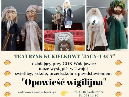 Spektakl „Opowieść wigilijna” w wykonaniu Teatrzyku Kukiełkowego „Jacy-Tacy”