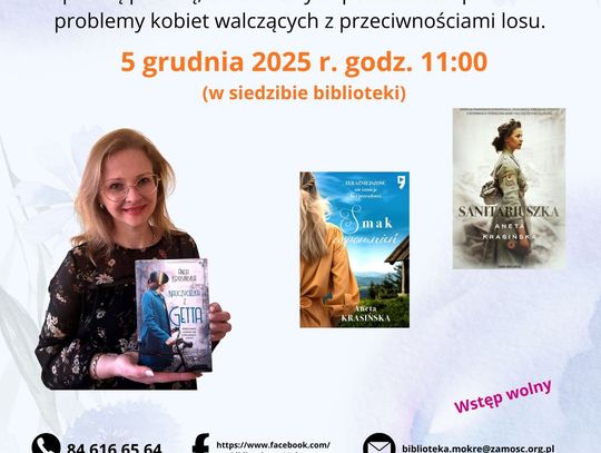 Spotkanie autorskie z Anetą Krasińską w Bibliotece w Mokrem