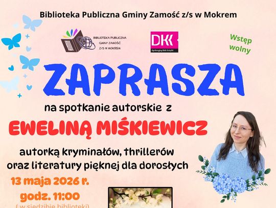 Spotkanie autorskie z Eweliną Miśkiewicz w Mokrem