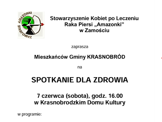 "Spotkanie dla zdrowia" w Krasnobrodzie-zapraszają Amazonki