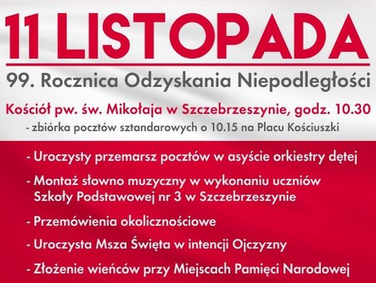 Szczebrzeszyn - obchody 99. rocznicy odzyskania niepodległości