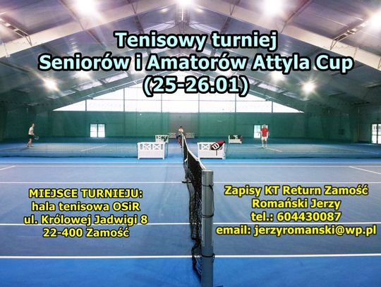 Tenisowy turniej Attyla Cup przed nami 