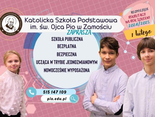 Trwa rekrutacja do Katolickiej Szkoły Podstawowej w Zamościu