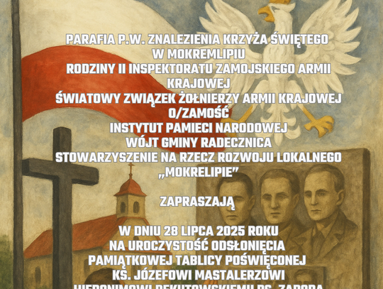 Uroczystość odsłonięcia tablicy pamiątkowej w Mokremlipiu