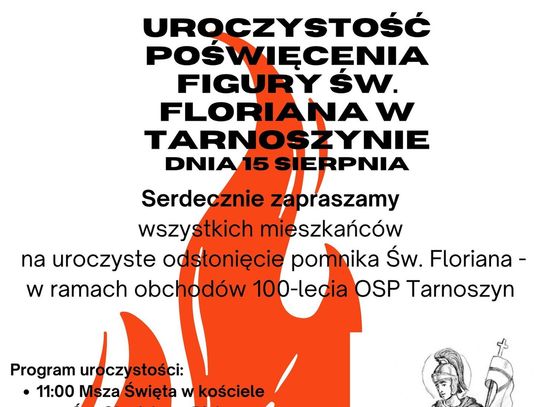 Uroczystość poświęcenia figury świętego Floriana w Tarnoszynie