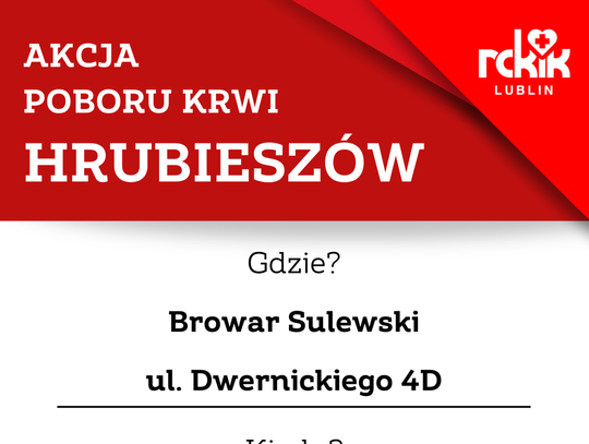 W Hrubieszowie odbędzie się kolejna akcja krwiodawstwa