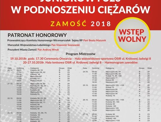 W Zamościu odbędą się ME w podnoszeniu ciężarów