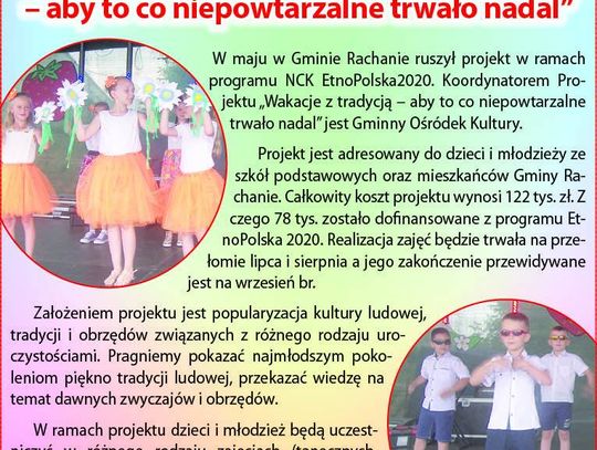  "Wakacje z tradycją - aby to co niepowtarzalne trwało nadal"