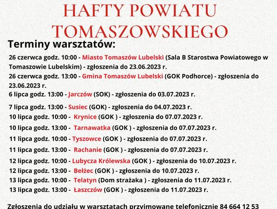 Warsztaty hafciarskie w powiecie tomaszowskim