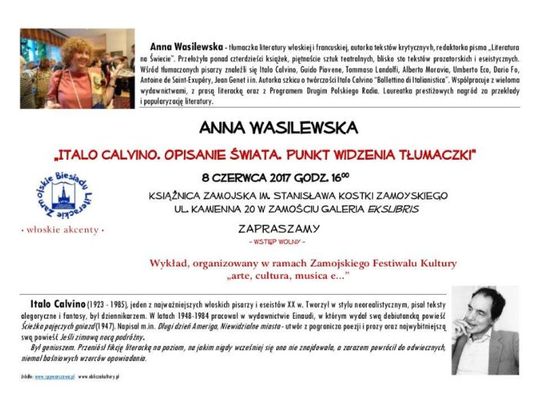 Włoskie akcenty literackie podczas Zamojskiego Festiwalu Kultury