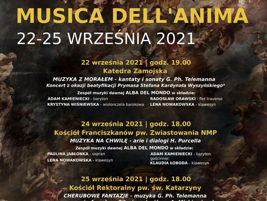 Wschodni Festiwal Muzyki Barokowej Musica dell'Anima w Zamościu