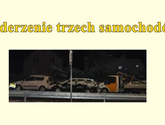 Wypadek z z udziałem trzech pojazdów