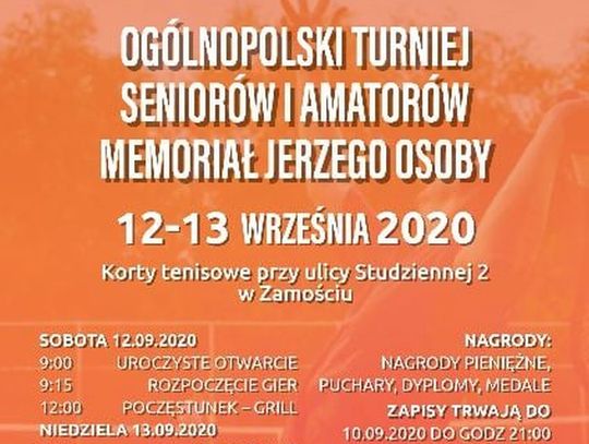 Zapisy na turniej tenisowy - Memoriał Jerzego Osoby