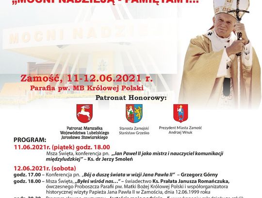 Zapowiedź wydarzenia 22. rocznicy wizyty JPII w Zamościu 