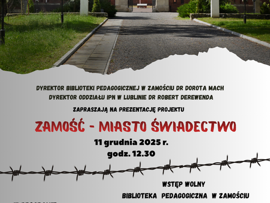 Zaproszenie na prezentację projektu „Zamość – miasto świadectwo” (11.12)