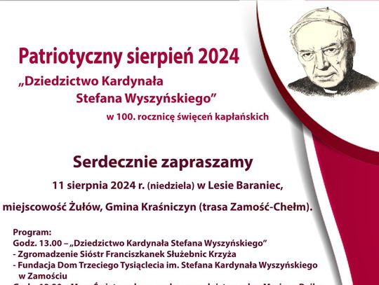 Zaproszenie na wydarzenie "Dziedzictwo Kardynała Stefana Wyszyńskiego"