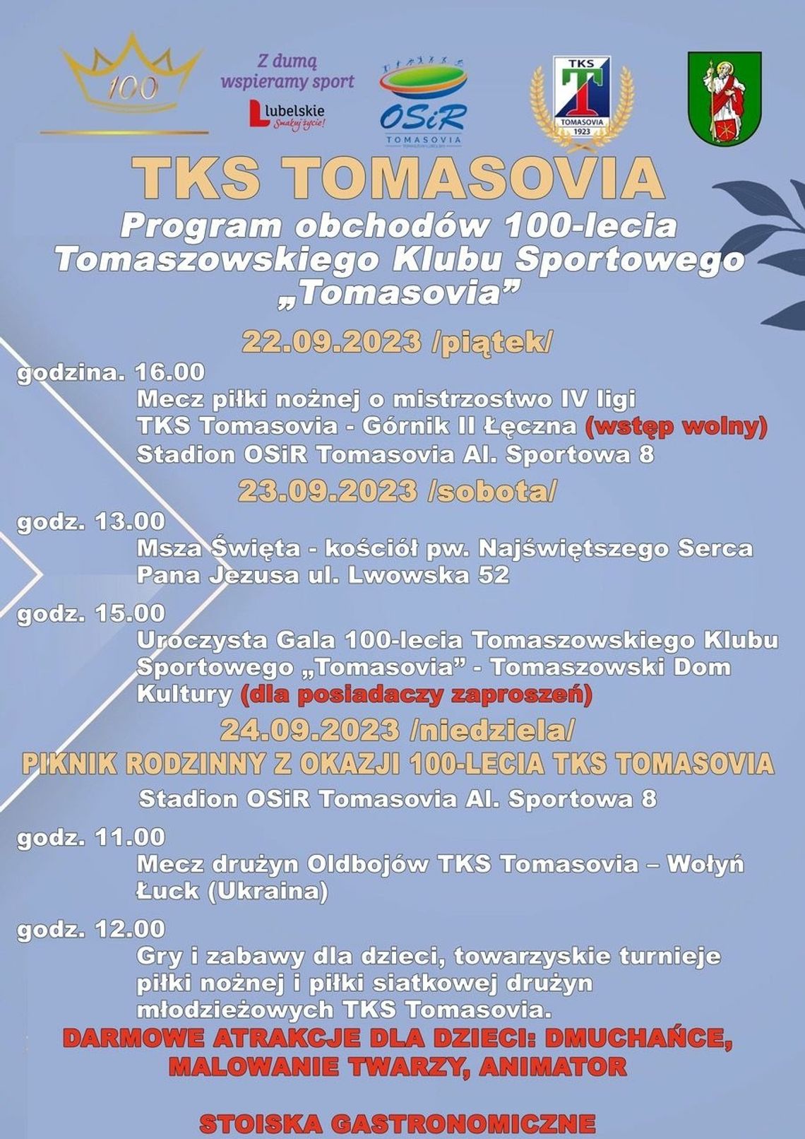 100-lecie Tomaszowskiego Klubu Sportowego Tomasovia