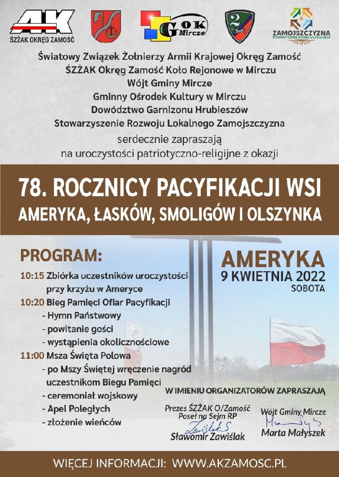 78. rocznica Pacyfikacji wsi Ameryka, Łasków, Smoligów i Olszynka