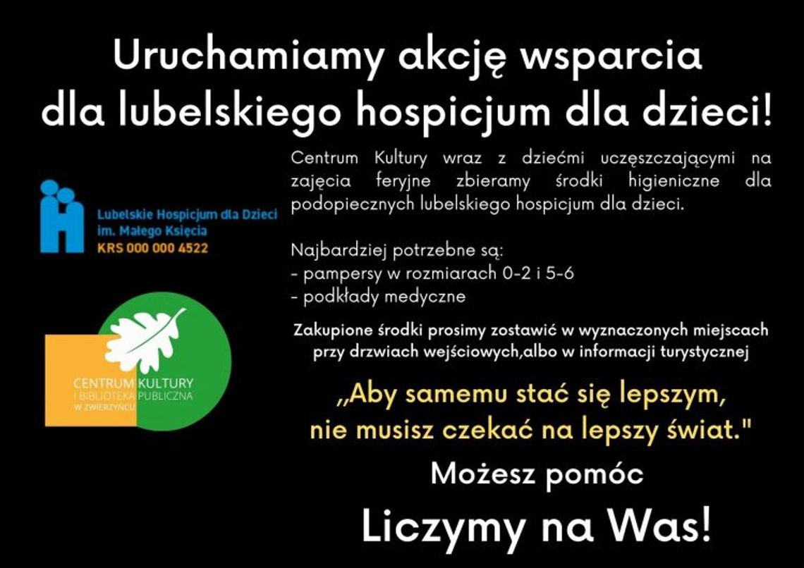 Akcja wsparcia dzieci z Hospicjum im. Małego Księcia w Lublinie