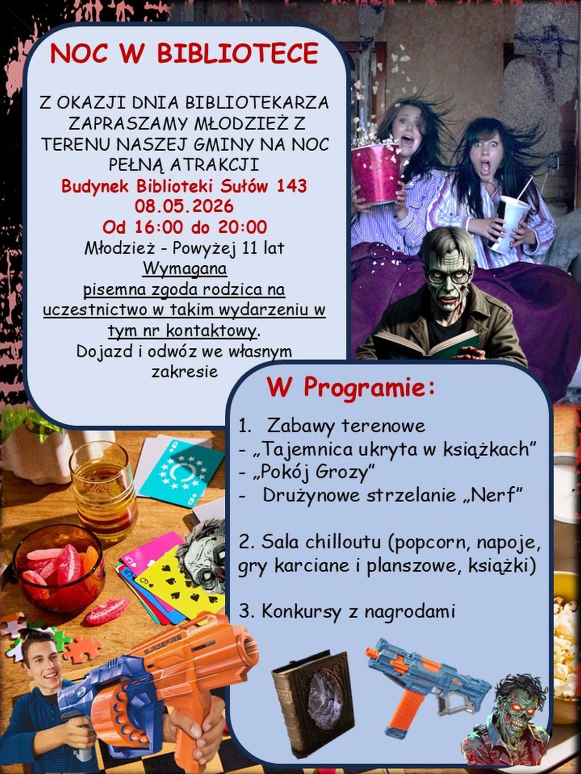 Biblioteka w Sułowie zaprasza na „Noc w Bibliotece”