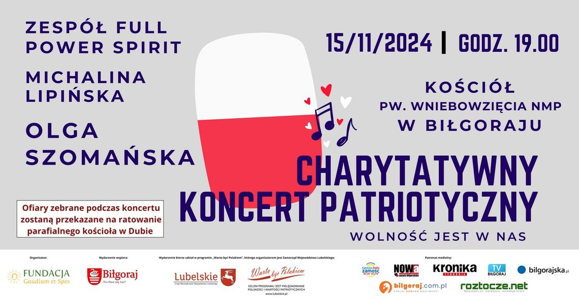 Biłgoraj. Charytatywny Koncert Patriotyczny „Wolność jest w nas”