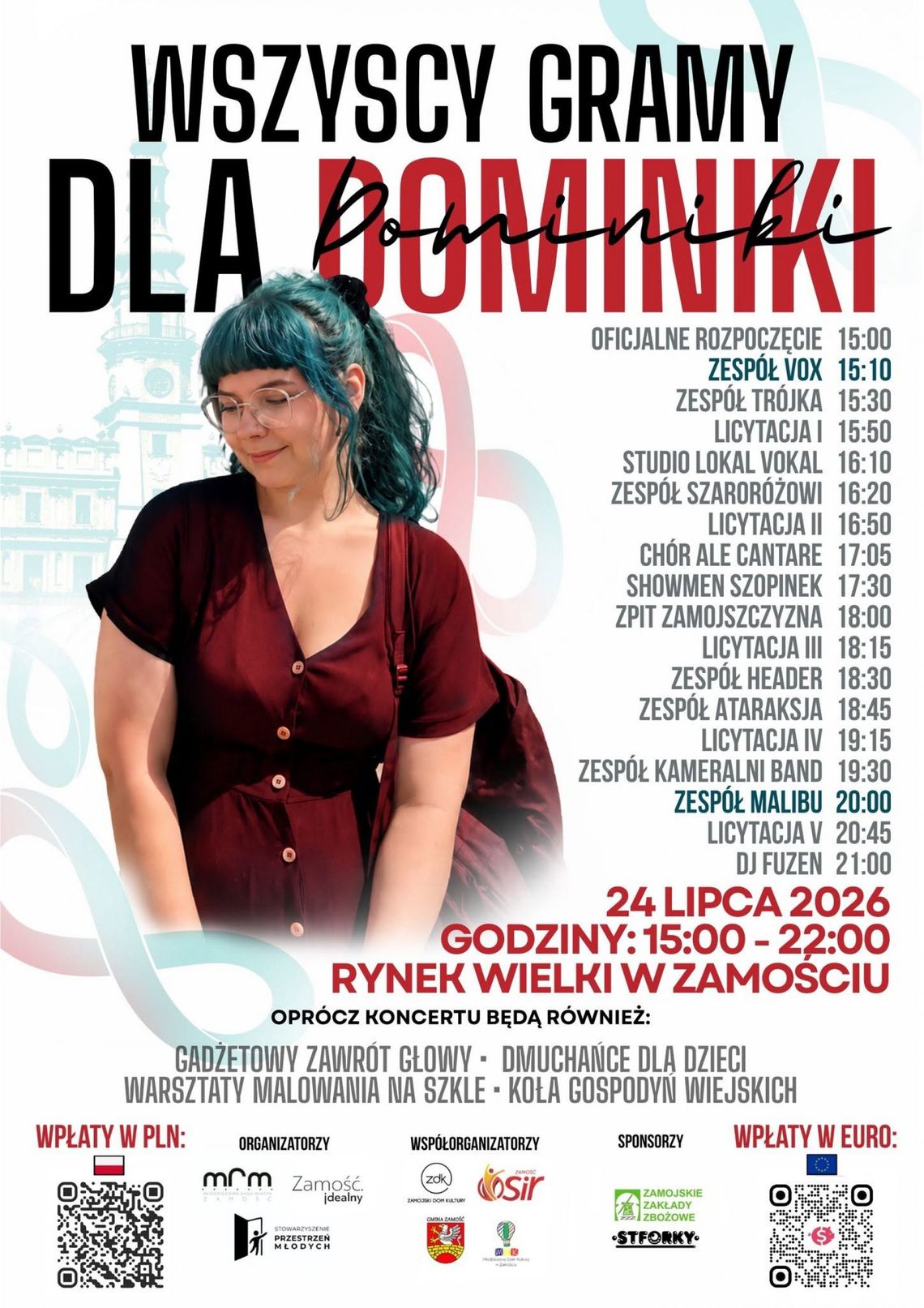 Charytatywny koncert dla Dominiki na Rynku Wielkim w Zamościu Charytatywny koncert dla Dominiki na Rynku Wielkim w Zamościu