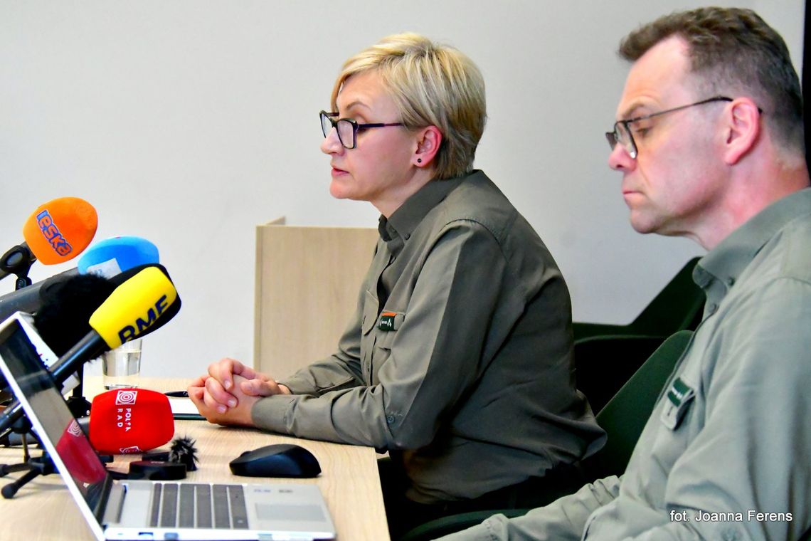Konferencja prasowa podsumowująca pożar w Puszczy Solskiej