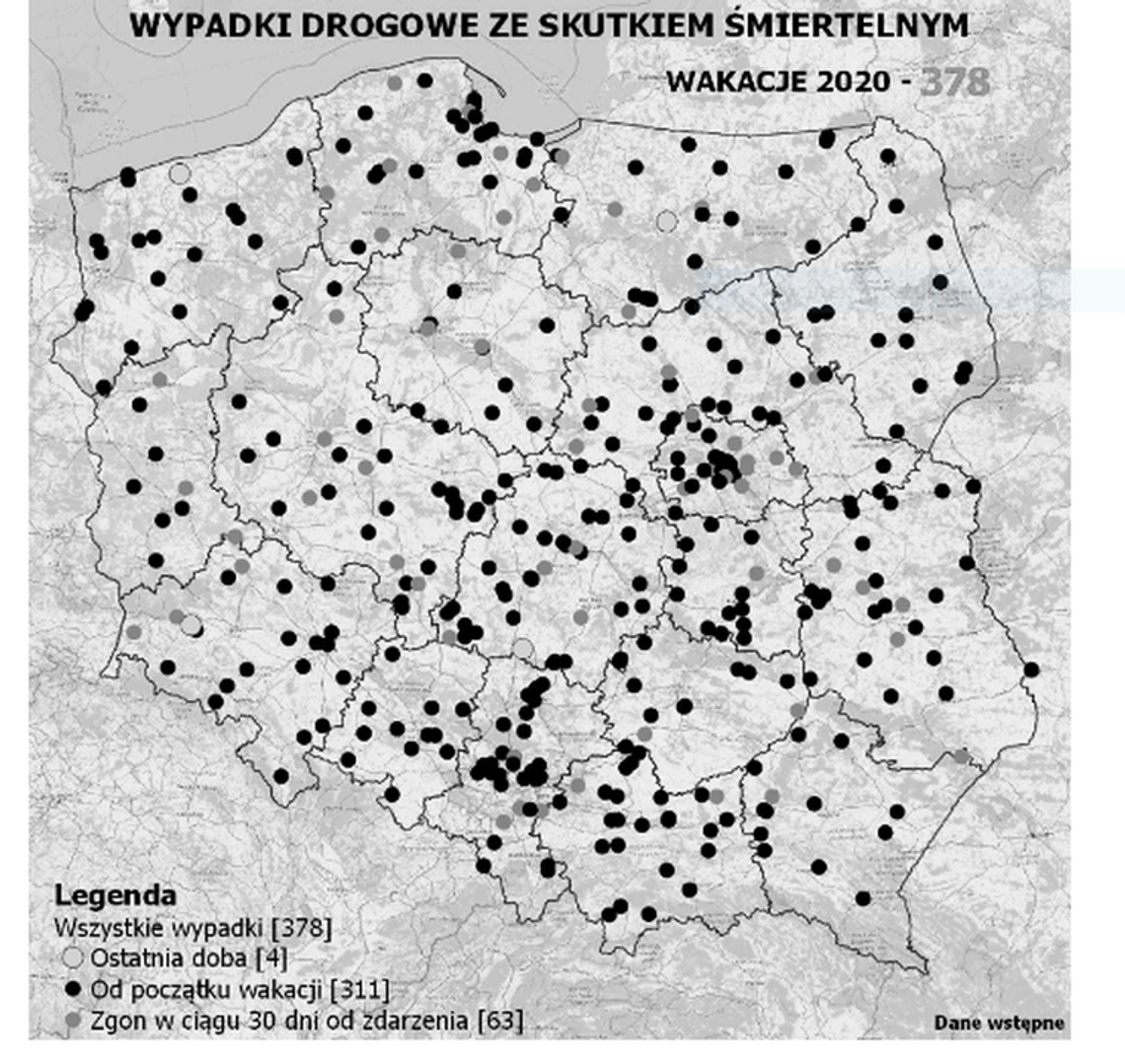 Mapa wypadków drogowych 