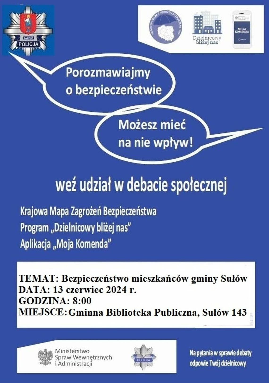 Mieszkańców gminy Sułów zapraszamy na debatę społeczną