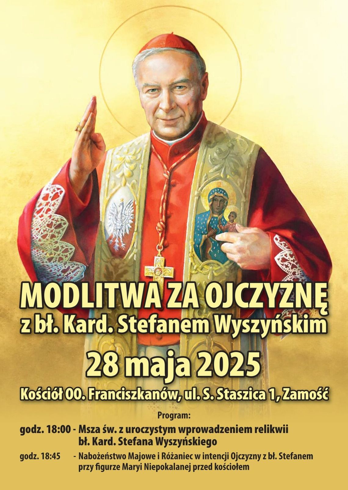 Modlitwa za ojczyznę z bł. Kard. Wyszyńskim – wprowadzenie relikwii do parafii oo franciszkanów