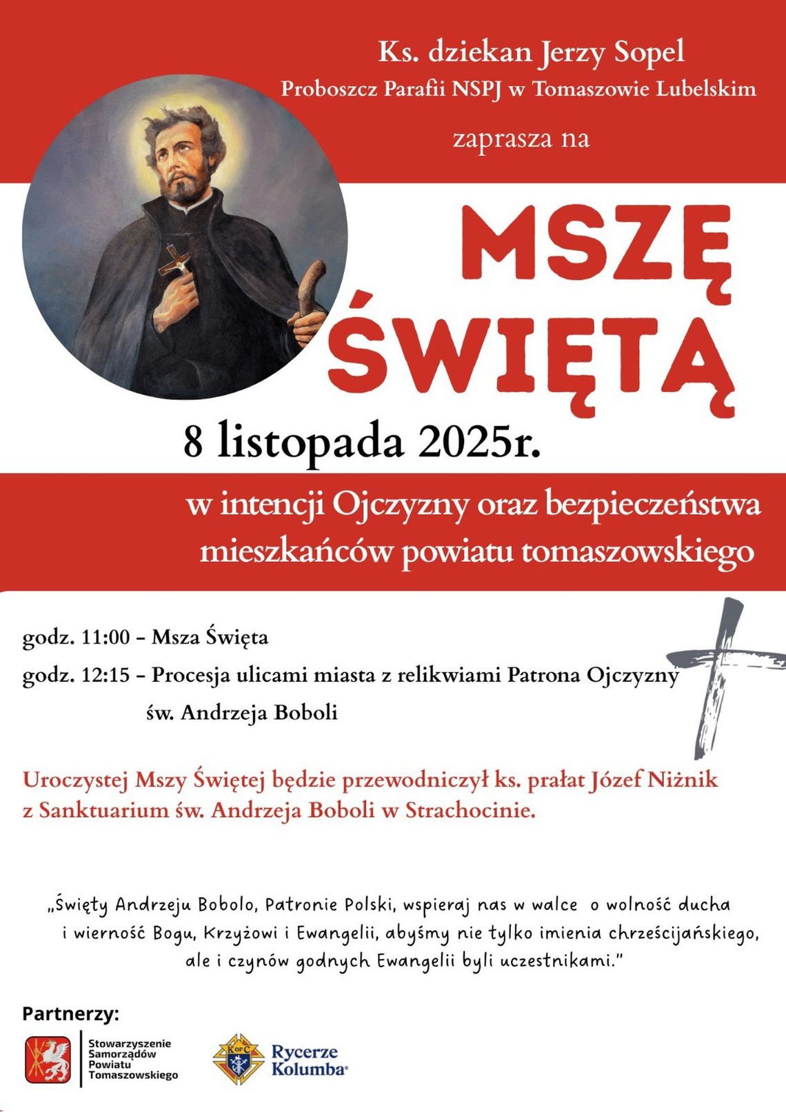 Msza św. w intencji Ojczyzny oraz bezpieczeństwa mieszkańców powiatu tomaszowskiego